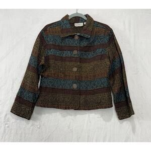 Vintage Flashback Women’s Jacket Metallic Purple Red Holiday Size XL